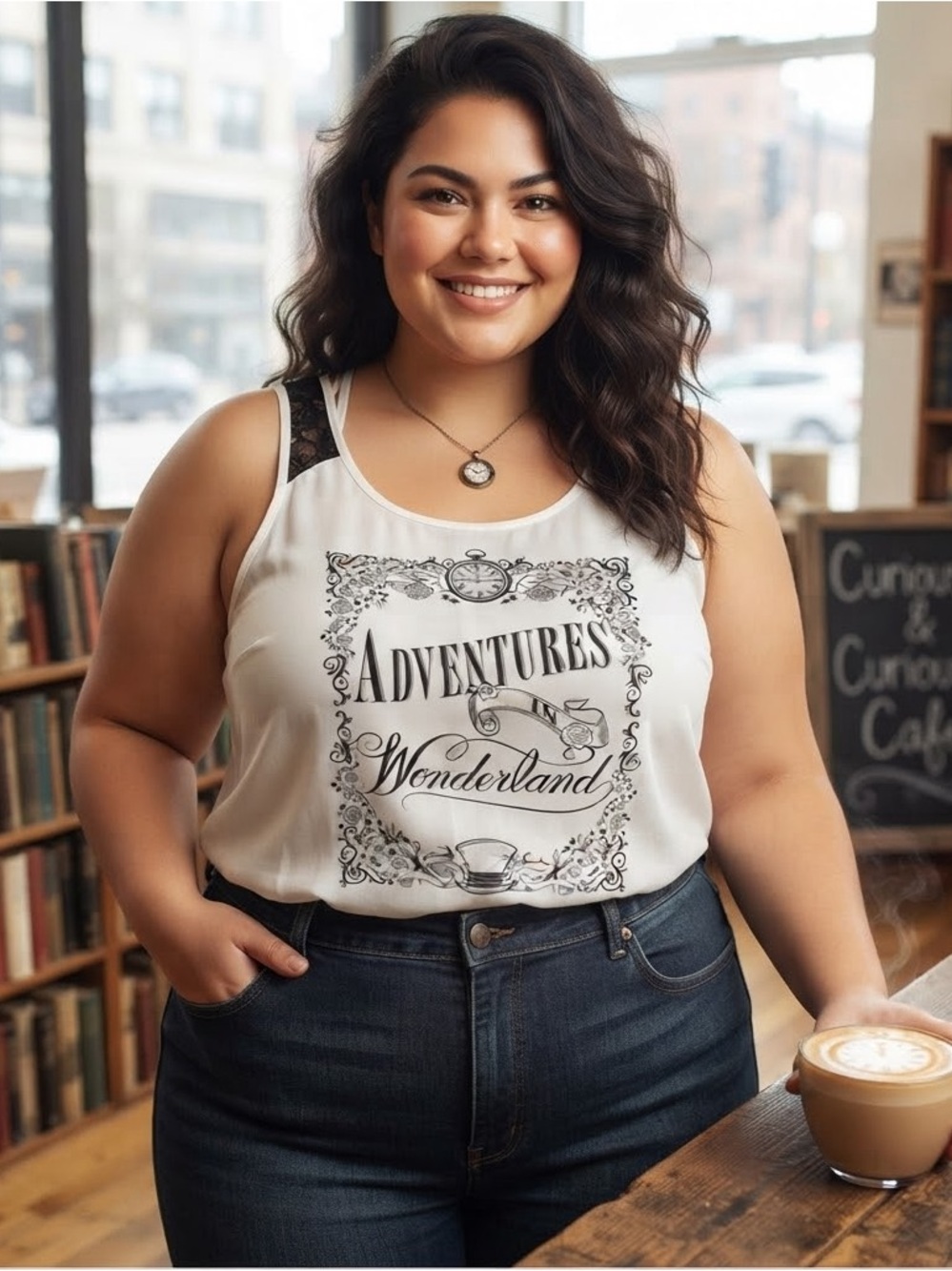 Nwt Torrid Alice rabbit late tank top size 0 white Adventures In Wonderland